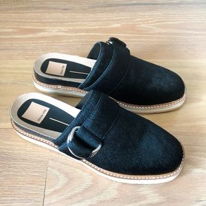 NEW Dolce Vita Verna Midnight Black Calf Hair Slides, size 7